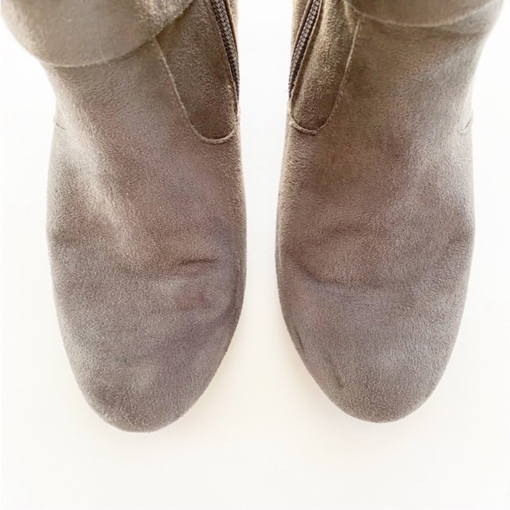 APT 9 Dede Gray Faux Suede Bow Tie Ankle Heeled Boots - Picture 9 of 11